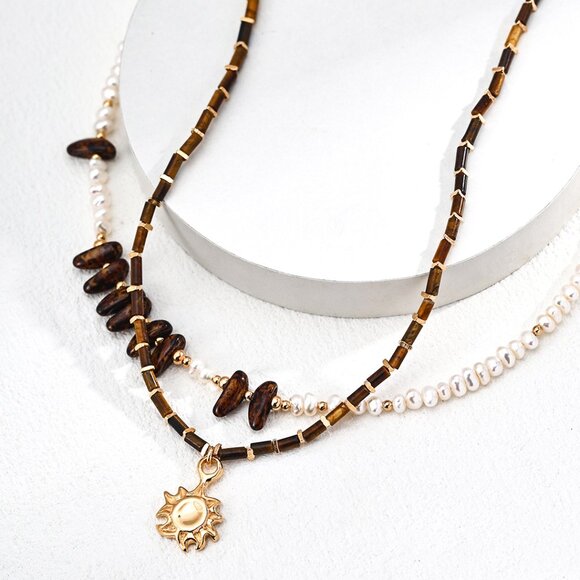 ✨ Artisan Original Pearl & Czech Glass Beaded Choker | S925 Gold Boho - Picture 3 of 4